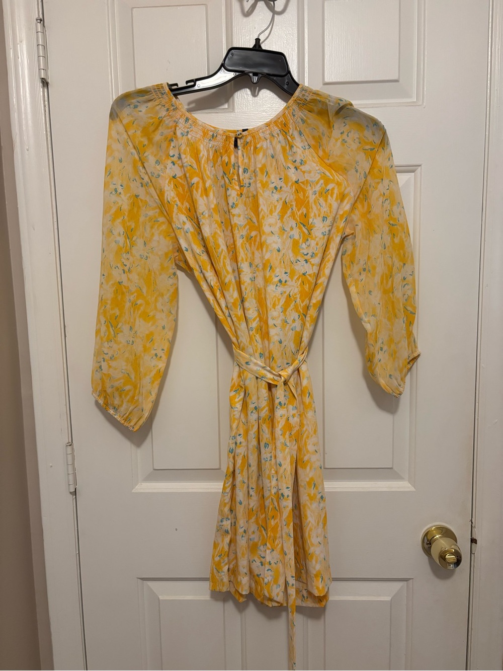 KAARI yellow abstract print dress NWT